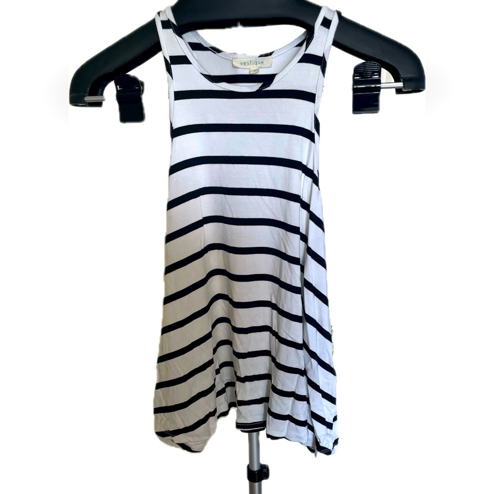 Vestique (local boutique) Razor back white with black stripe top, small